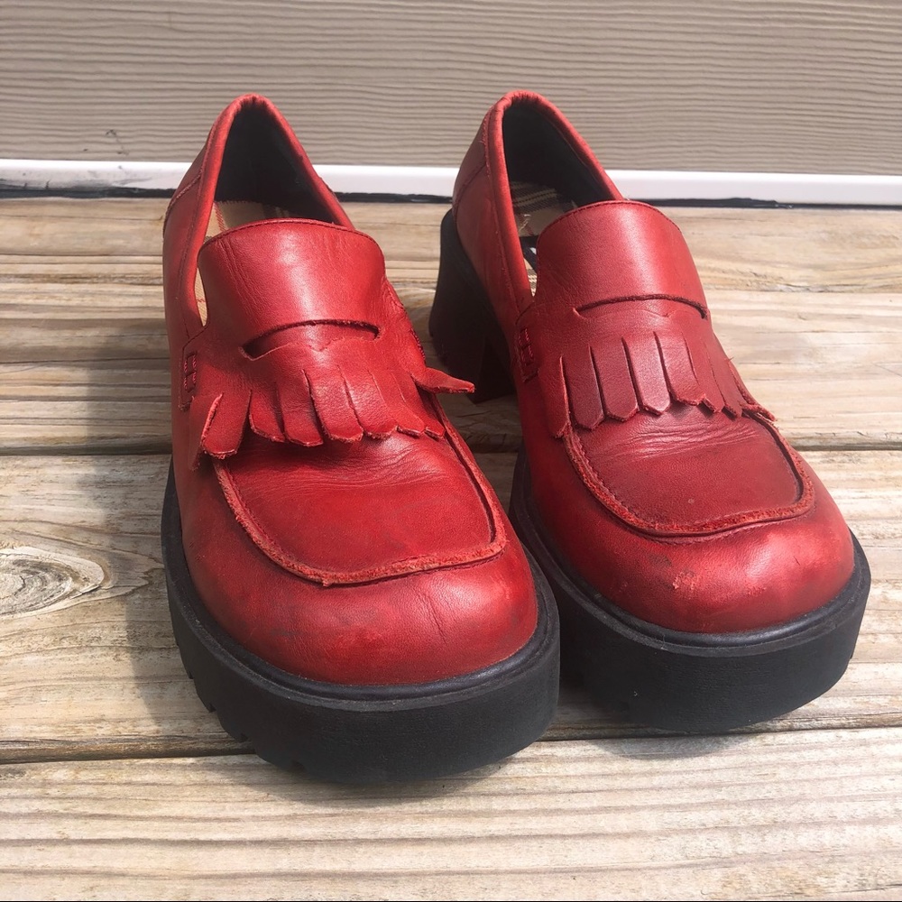 Mudd Y2K Chunky Red Loafer Heels